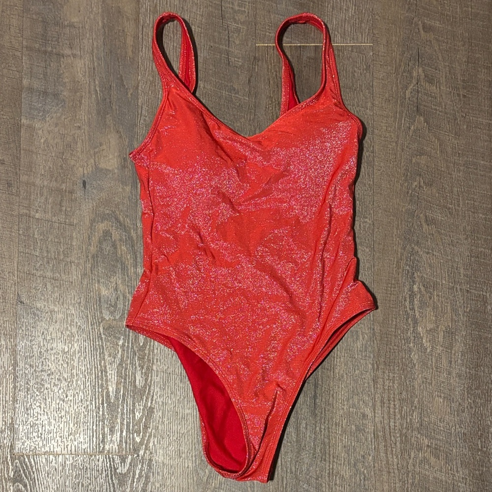 No Boundaries Red Shimmer Swimsuit
